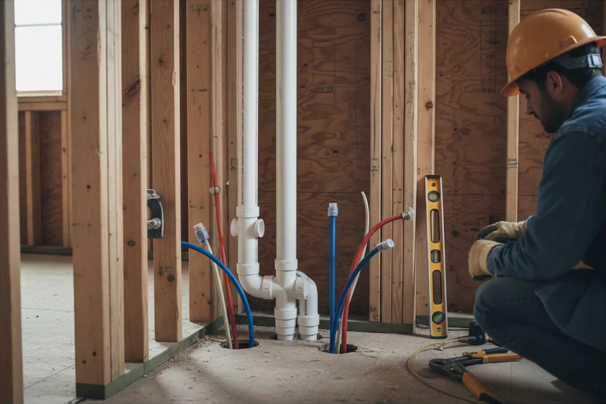 Drain and supply rough-in during Leak Detection in Kerhonkson